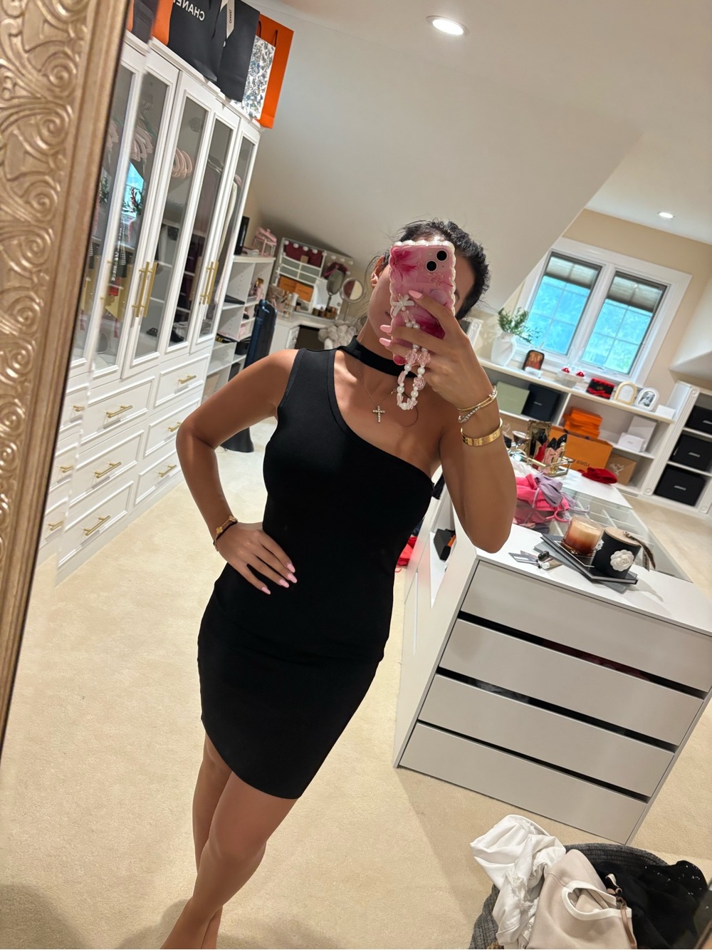 Guess Black One-Shoulder Bodycon Dress
